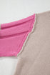 Drop Shoulder Exposed Seam Textured Sleeve Knit Sweater