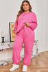 Drop Shoulder Henley Pullover And Jogger Pants Two Piece Loungewear