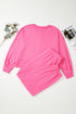 Drop Shoulder Henley Pullover And Jogger Pants Two Piece Loungewear