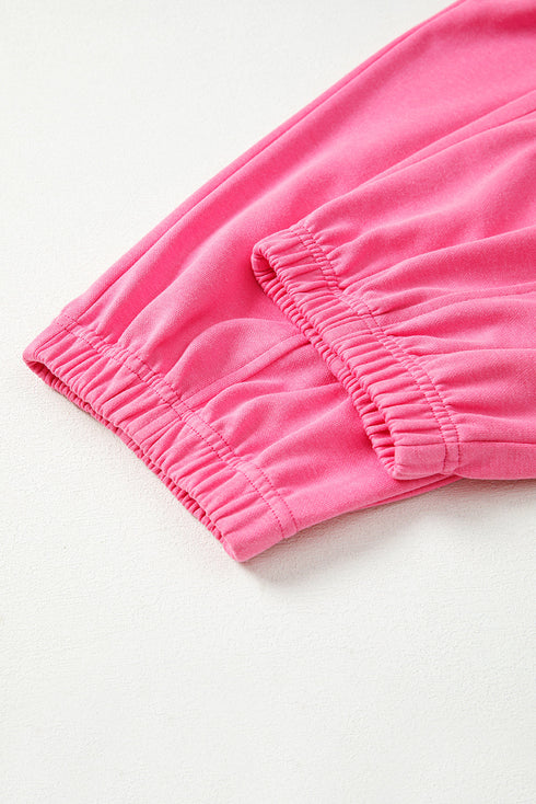 Drop Shoulder Henley Pullover And Jogger Pants Two Piece Loungewear