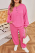 Drop Shoulder Henley Pullover And Jogger Pants Two Piece Loungewear