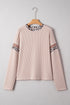 Drop Shoulder Leopard Patchwork Ribbed Knit Twist Front Top