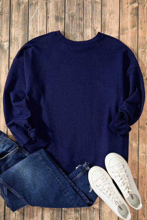 Drop Shoulder Relaxed Fit Crew Neck Sweatshirt
