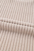 Drop Shoulder Ribbed Knit Lettuce Cuff Long Sleeve Top