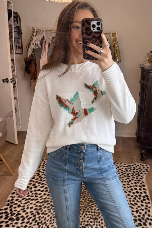Drop Shoulder Round Neck Long Sleeve Pullover Sweater