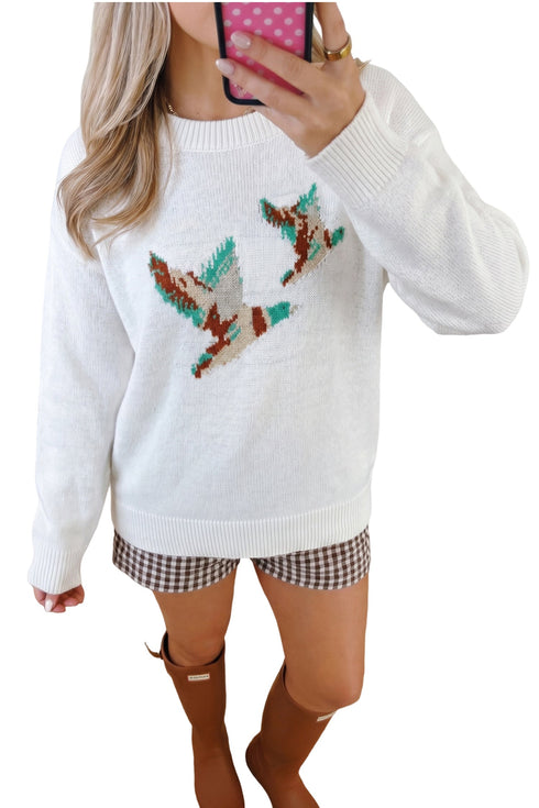Drop Shoulder Round Neck Long Sleeve Pullover Sweater