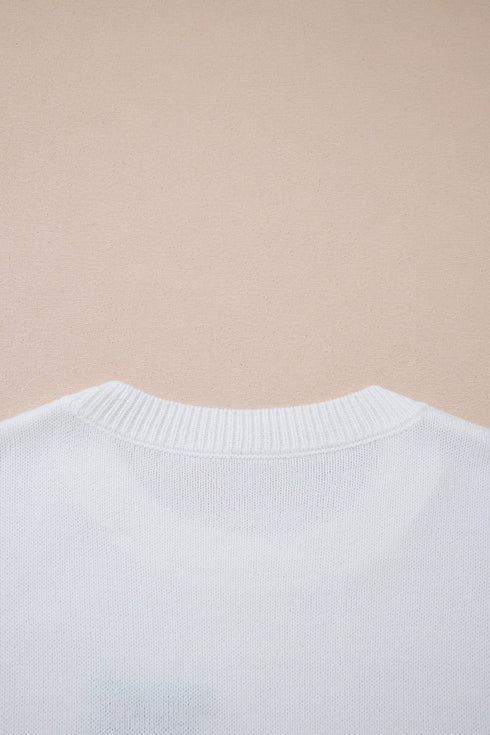 Drop Shoulder Round Neck Long Sleeve Pullover Sweater