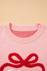 Drop Shoulder Round Neck Towel Embroidery Slogan Pullover Sweater