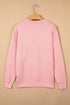 Drop Shoulder Round Neck Towel Embroidery Slogan Pullover Sweater