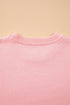 Drop Shoulder Round Neck Towel Embroidery Slogan Pullover Sweater