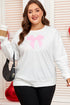 Drop Shoulder Statement Bow Accent Relaxed Pullover Sweatshirt
