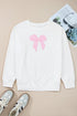 Drop Shoulder Statement Bow Accent Relaxed Pullover Sweatshirt