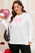 Drop Shoulder Statement Bow Accent Relaxed Pullover Sweatshirt