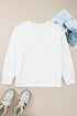 Drop Shoulder Statement Bow Accent Relaxed Pullover Sweatshirt