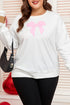 Drop Shoulder Statement Bow Accent Relaxed Pullover Sweatshirt