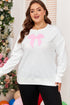 Drop Shoulder Statement Bow Accent Relaxed Pullover Sweatshirt