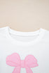 Drop Shoulder Statement Bow Accent Relaxed Pullover Sweatshirt