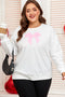 Drop Shoulder Statement Bow Accent Relaxed Pullover Sweatshirt