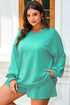 Drop Shoulder V Neck Pullover Shorts Loungewear Set