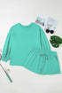 Drop Shoulder V Neck Pullover Shorts Loungewear Set
