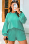 Drop Shoulder V Neck Pullover Shorts Loungewear Set