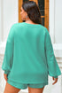 Drop Shoulder V Neck Pullover Shorts Loungewear Set