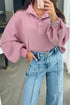 Drop Shoulder Waffle Texture Snap Button Collared Top