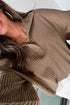 Drop Shoulder Waffle Texture Snap Button Collared Top