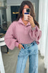 Drop Shoulder Waffle Texture Snap Button Collared Top