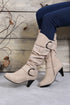 Dual Buckle Strap Western Block Heel Mid Calf Boots