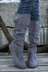 Dual Buckle Strap Western Block Heel Mid Calf Boots