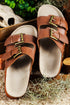 Dual Buckle Studded Platform Sole Slide Slippers
