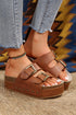 Dual Buckle Studded Platform Sole Slide Slippers