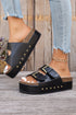 Dual Buckle Studded Platform Sole Slide Slippers