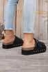 Dual Buckle Studded Platform Sole Slide Slippers