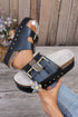 Dual Buckle Studded Platform Sole Slide Slippers