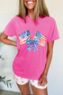 Dual Patriotic Bow Print Short Sleeve Graphic Tee