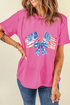 Dual Patriotic Bow Print Short Sleeve Graphic Tee