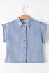Dusk Blue Denim Pinup Folded Cap Sleeve Shirt