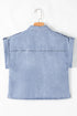 Dusk Blue Denim Pinup Folded Cap Sleeve Shirt
