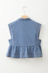 Dusk Blue Lapel Denim Babydoll Top