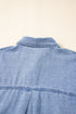 Dusk Blue Short Sleeve Pocketed Button up Denim Tunic Dress