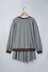 Striped Oversized Long Sleeve Top Drawstring Loose Shorts Two Piece Short Set