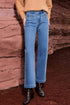 Casual Double Button High Rise Straight Leg Jeans