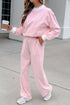 Striped Trim Mock Neck Pullover Drawstring Pants Outfit Pant Set