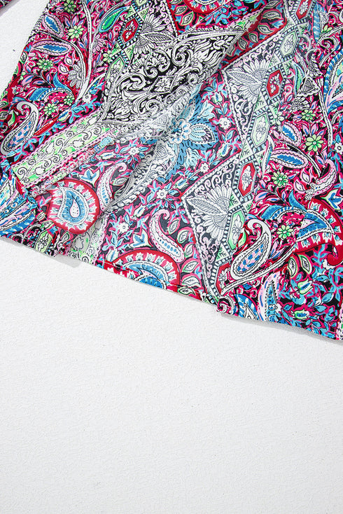 Bohemian Paisley Print Open Front Kimono