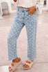 Denim Polka Dot Pattern Slim Fit Jeans