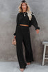 Corded Solid Cropped Pullover Wide Leg Pant Sets