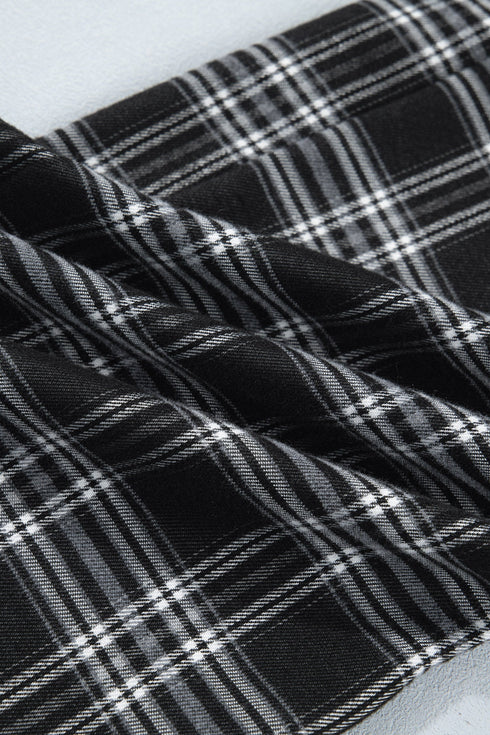 Frenchy Plaid Pattern Drawstring Waist Wide Leg Pants