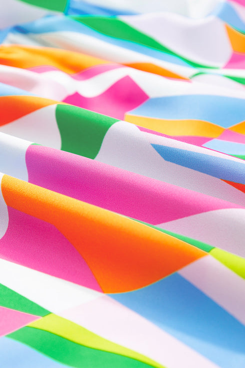 Abstract Print Ruffled Sleeve A Line Mini Dress